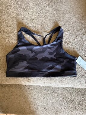 Women's Camouflage Sports Bra - Black/Grey